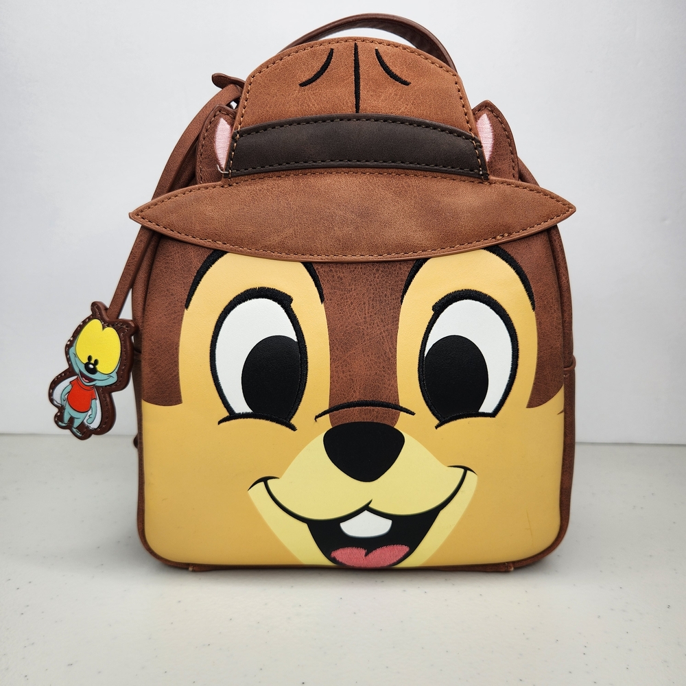 Disney Parks Loungefly Chip and Dale Reversible Convertible Crossbody Backpack